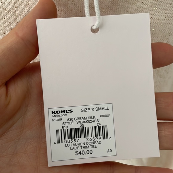 LC Lauren Conrad Cream Metallic Light Tie-Back Sweater Top - Picture 5 of 8